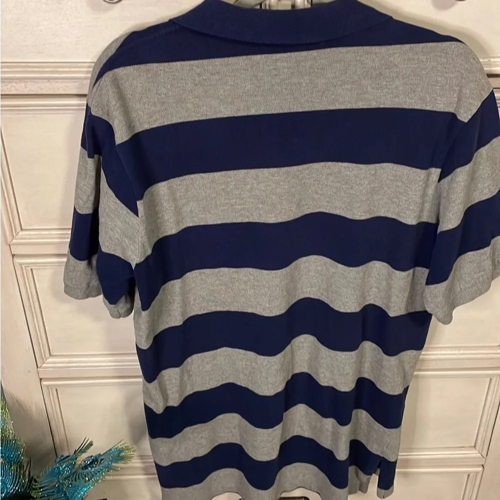 Men's Polo Golf Ralph Lauren Blue & Gray Striped Polo Shirt 100% Cotton